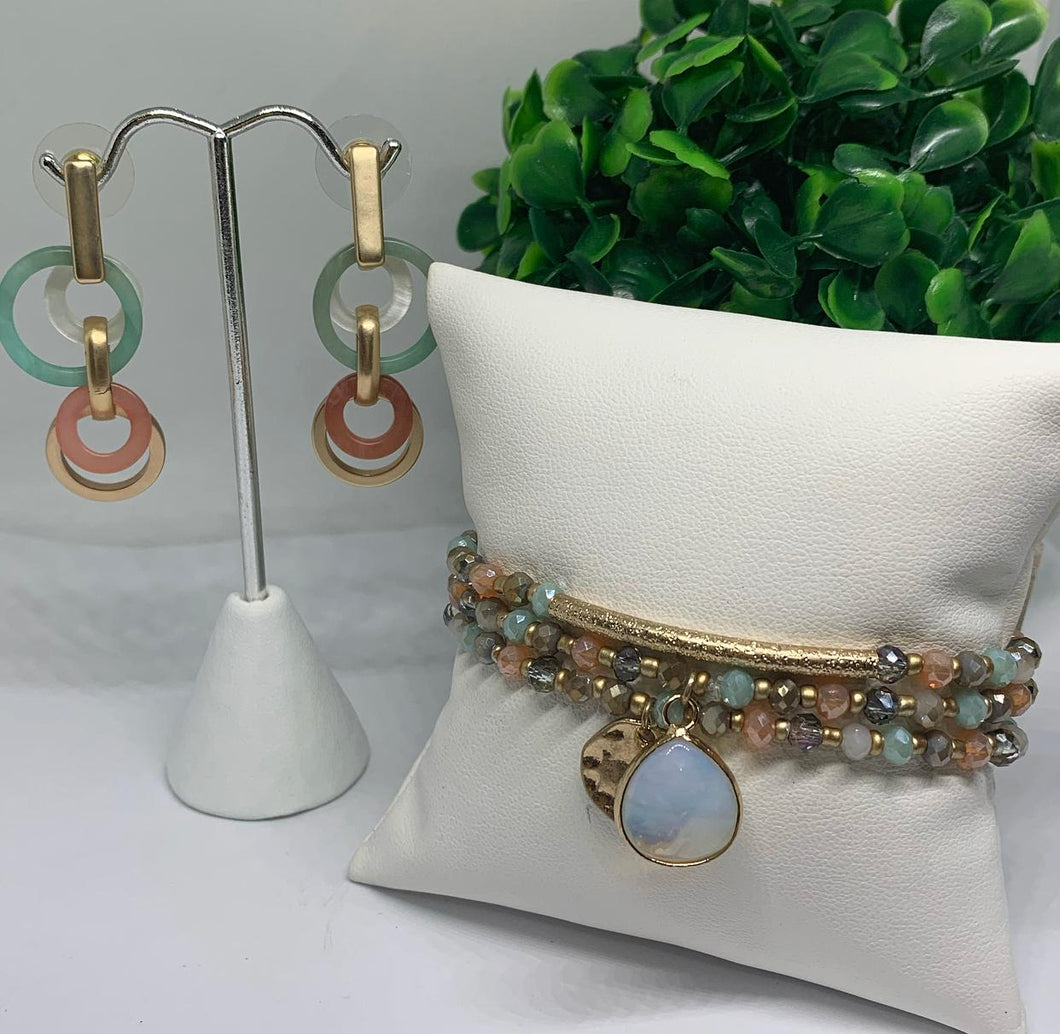 Set Pulsera Y Pantallas Dorado