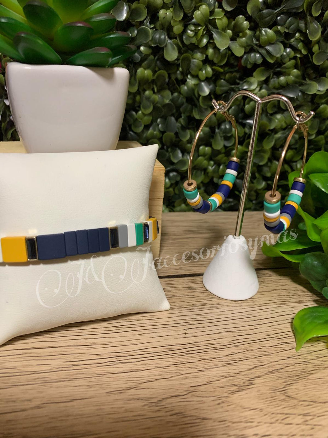 Set de Pulsera y Pantallas Azul y Amarillo