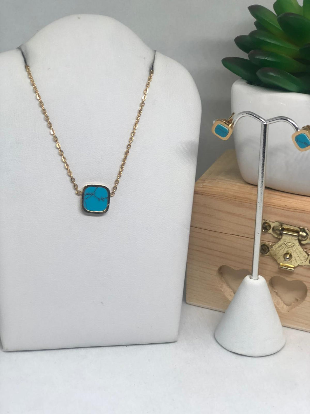 Cadena cuadro azul turquesa