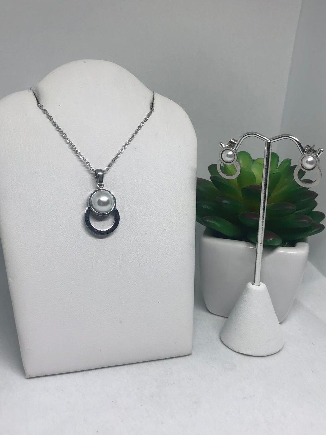 Set Plata con Perla