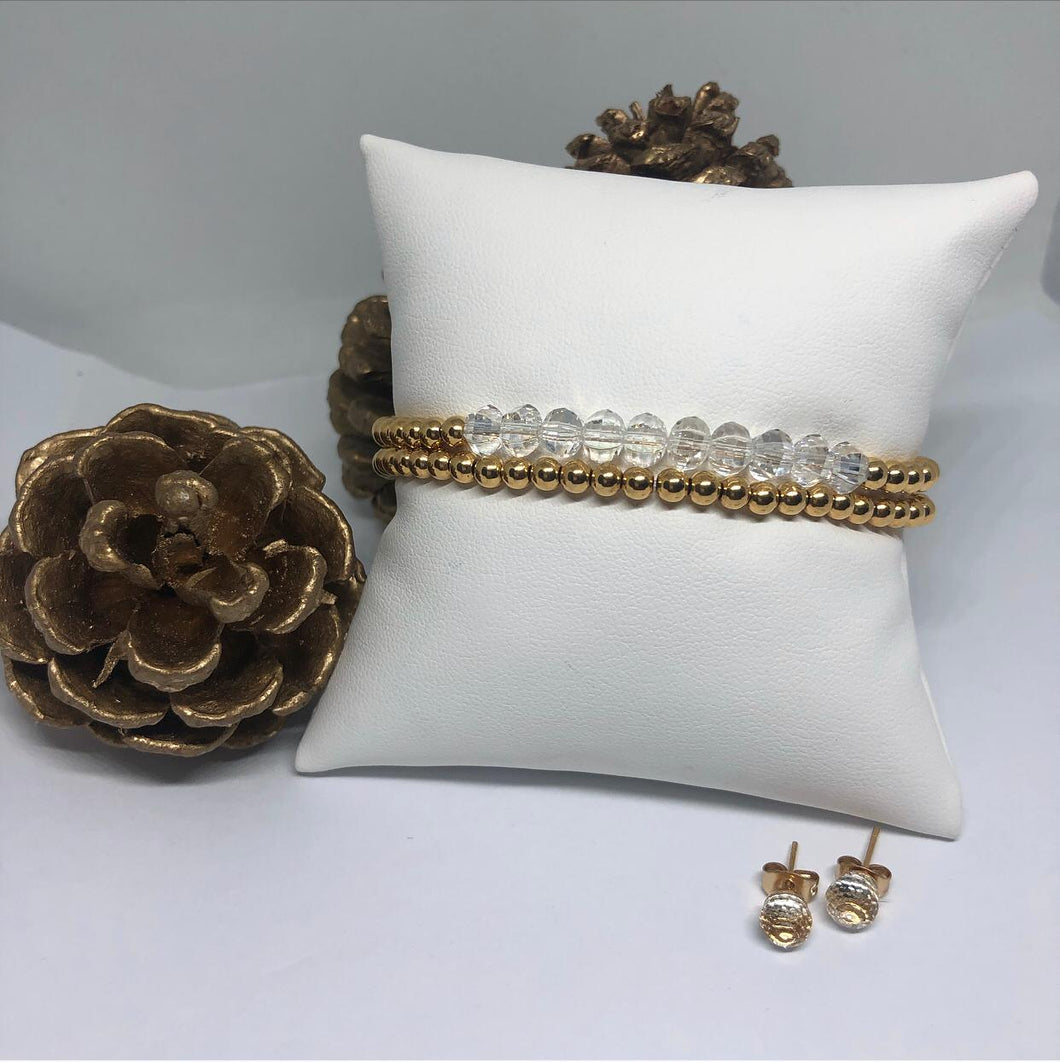 Set Pulsera Dorada y Clear