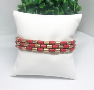 Pulseras Rojas y Doradas
