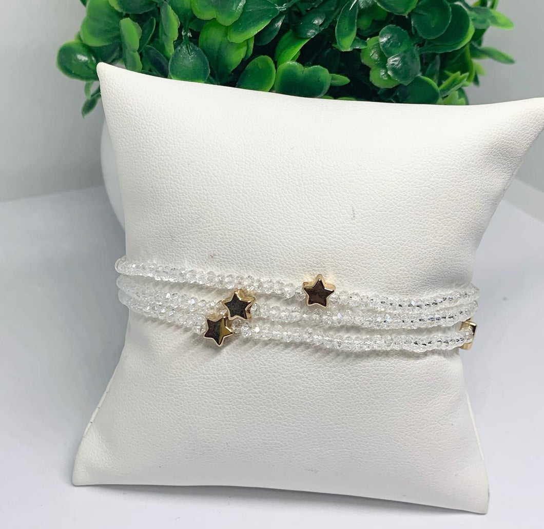 Set Pulseras Clear y Dorado